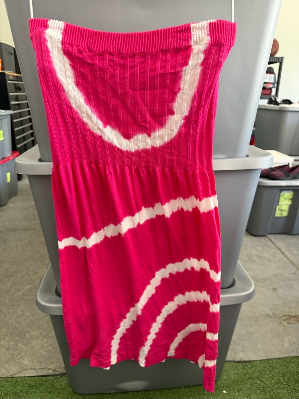 Strapless Pink Tie-Dye Tube Dress mp75